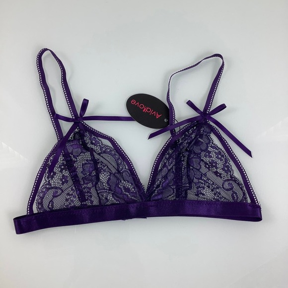Avidlove Sexy Purple Lace Shear Bralette Bra size XS NWT - Picture 1 of 8